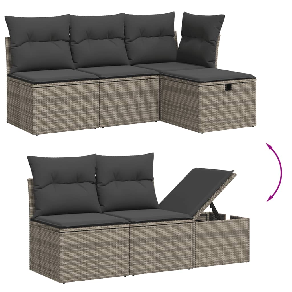 vidaXL 6-Piece Lounge Set with Cushions Poly Rattan Black
