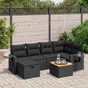 vidaXL 7-delige Loungeset met kussens poly rattan zwart