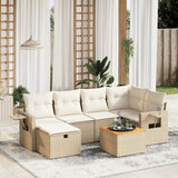 vidaXL 7-delige Loungeset met kussens poly rattan zwart