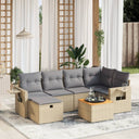 vidaXL 7-delige Loungeset met kussens poly rattan zwart