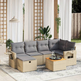 vidaXL 7-delige Loungeset met kussens poly rattan zwart