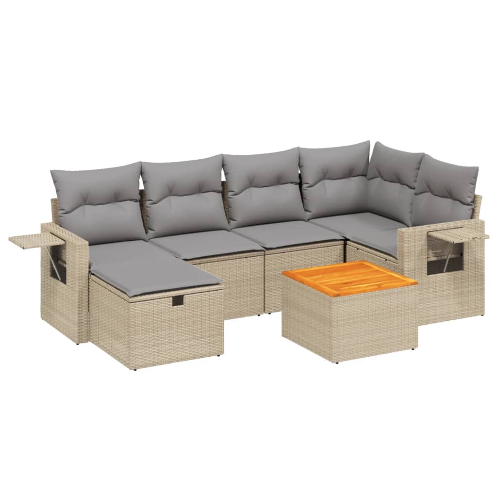 vidaXL 7-delige Loungeset met kussens poly rattan zwart