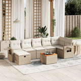 vidaXL 8-delige Loungeset met kussens poly rattan zwart