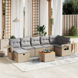 vidaXL 8-delige Loungeset met kussens poly rattan zwart