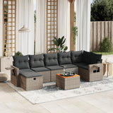 vidaXL 8-delige Loungeset met kussens poly rattan zwart
