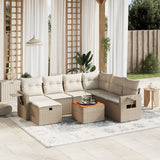 vidaXL 8-delige Loungeset met kussens poly rattan zwart