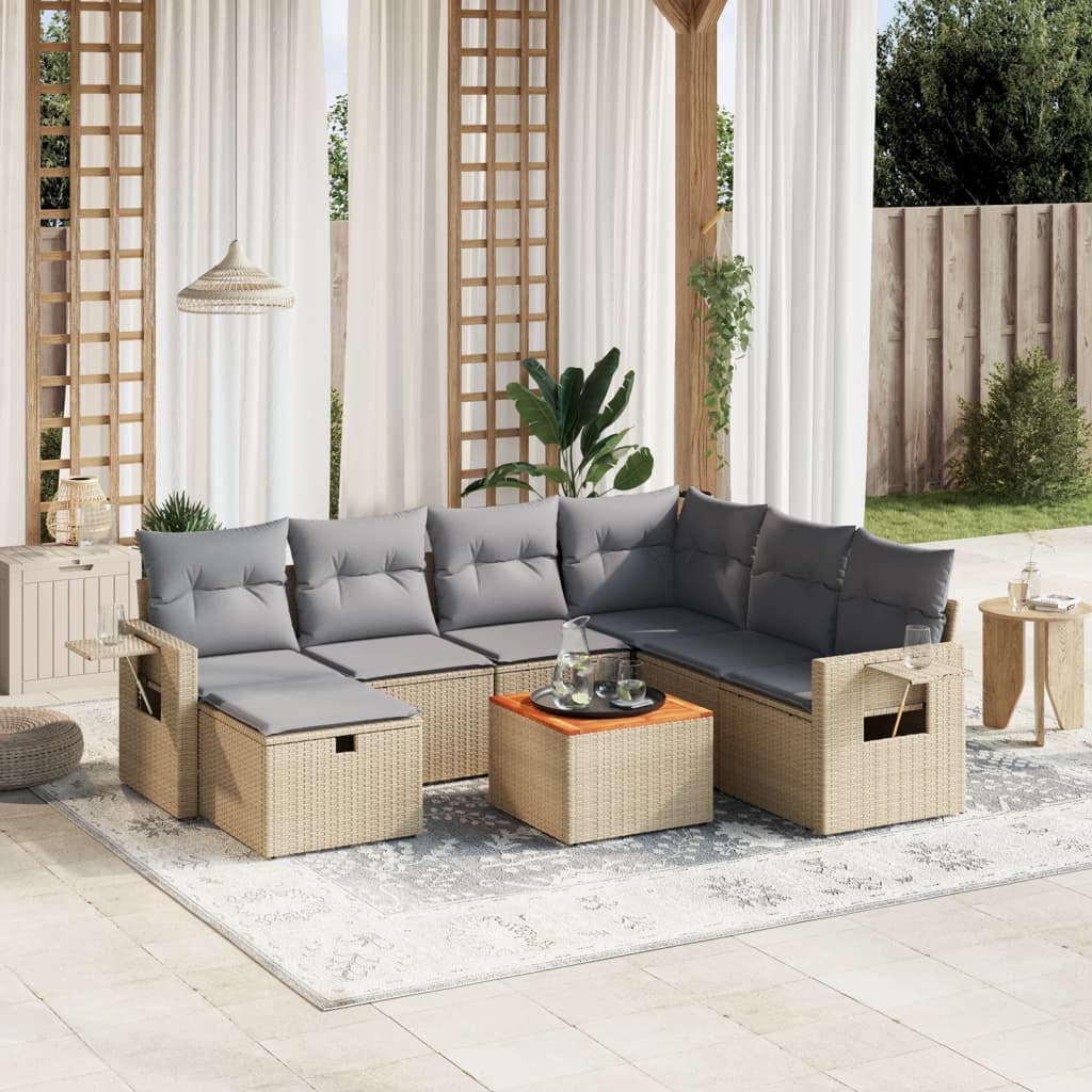 vidaXL 8-delige Loungeset met kussens poly rattan zwart