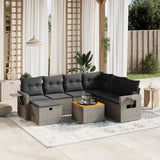 vidaXL 8-delige Loungeset met kussens poly rattan zwart