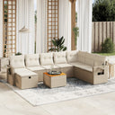 vidaXL 9-delige Loungeset met kussens poly rattan zwart