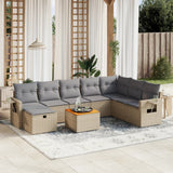 vidaXL 9-delige Loungeset met kussens poly rattan zwart