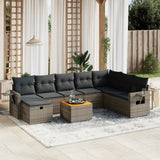 vidaXL 9-delige Loungeset met kussens poly rattan zwart