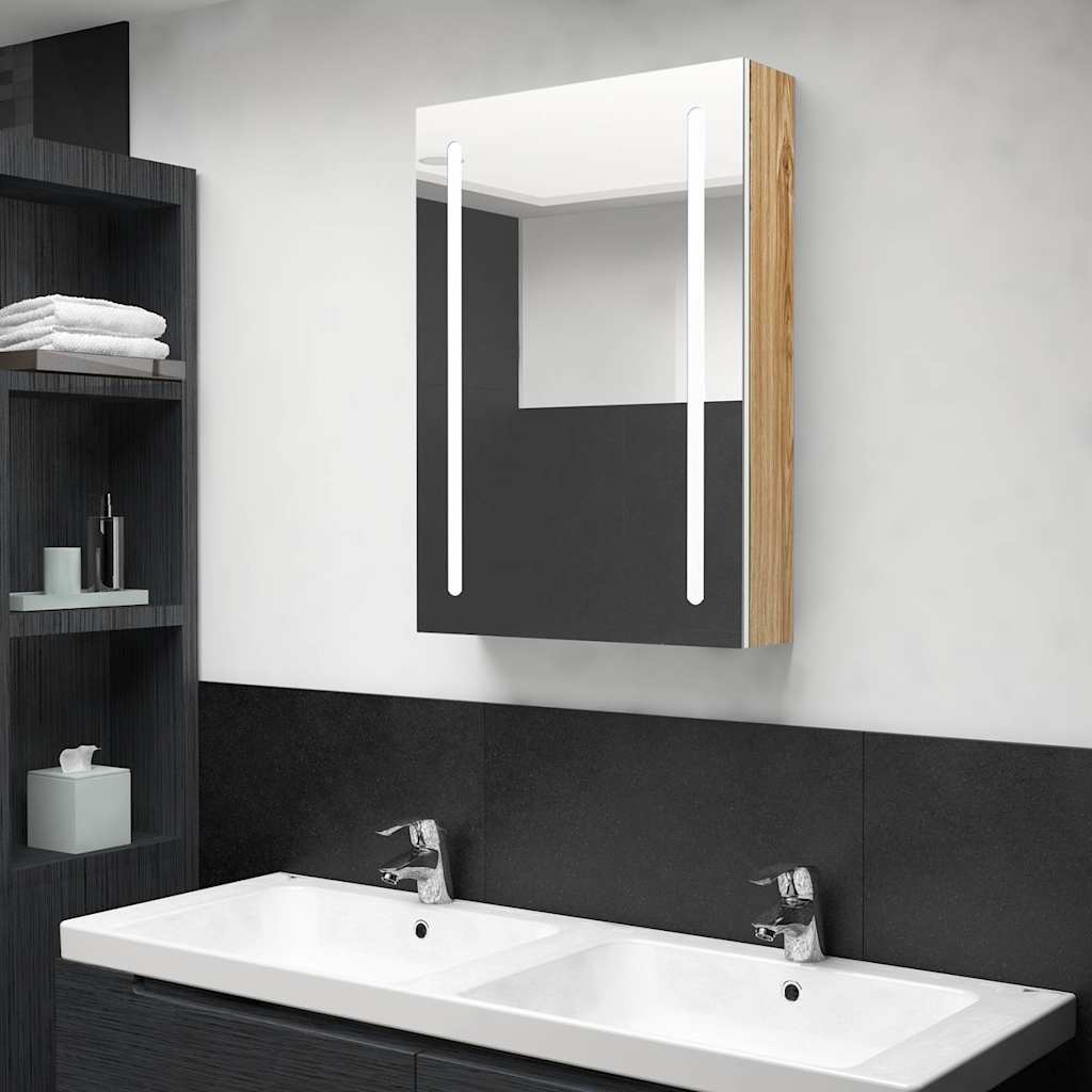 vidaXL Badkamerkast met spiegel en LED 50x13x70 cm