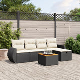 vidaXL 6-delige Loungeset met kussens poly rattan zwart
