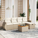 vidaXL 6-delige Loungeset met kussens poly rattan zwart