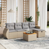 vidaXL 6-delige Loungeset met kussens poly rattan zwart