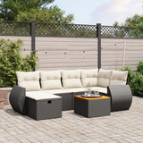 vidaXL 7-Piece Lounge Set with Cushions Poly Rattan Black