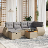 vidaXL 7-Piece Lounge Set with Cushions Poly Rattan Black