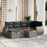 vidaXL 7-Piece Lounge Set with Cushions Poly Rattan Black