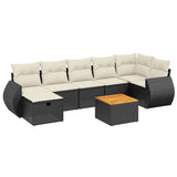 vidaXL 8-delige Loungeset met kussens poly rattan zwart