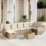 vidaXL 8-delige Loungeset met kussens poly rattan zwart