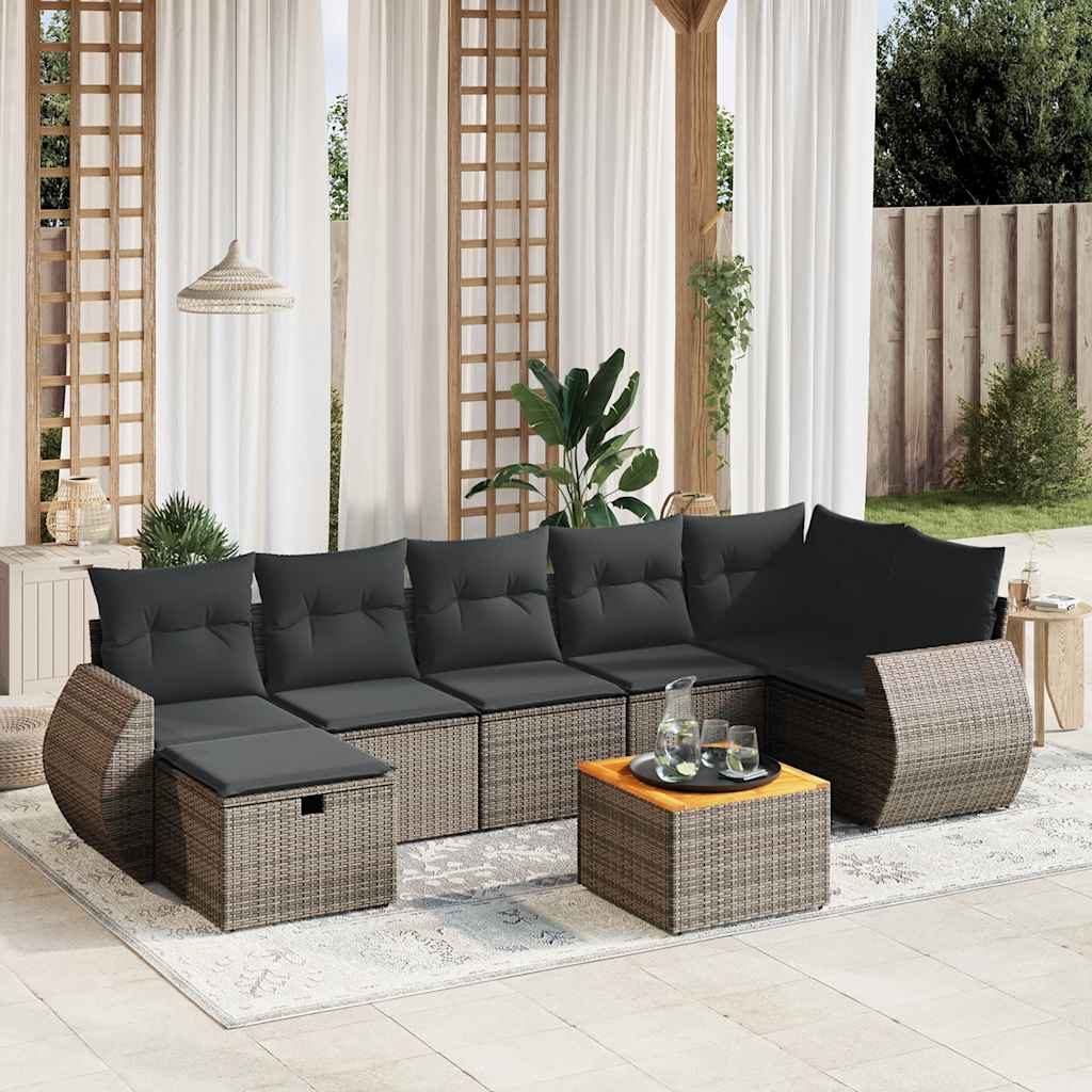 vidaXL 8-delige Loungeset met kussens poly rattan zwart