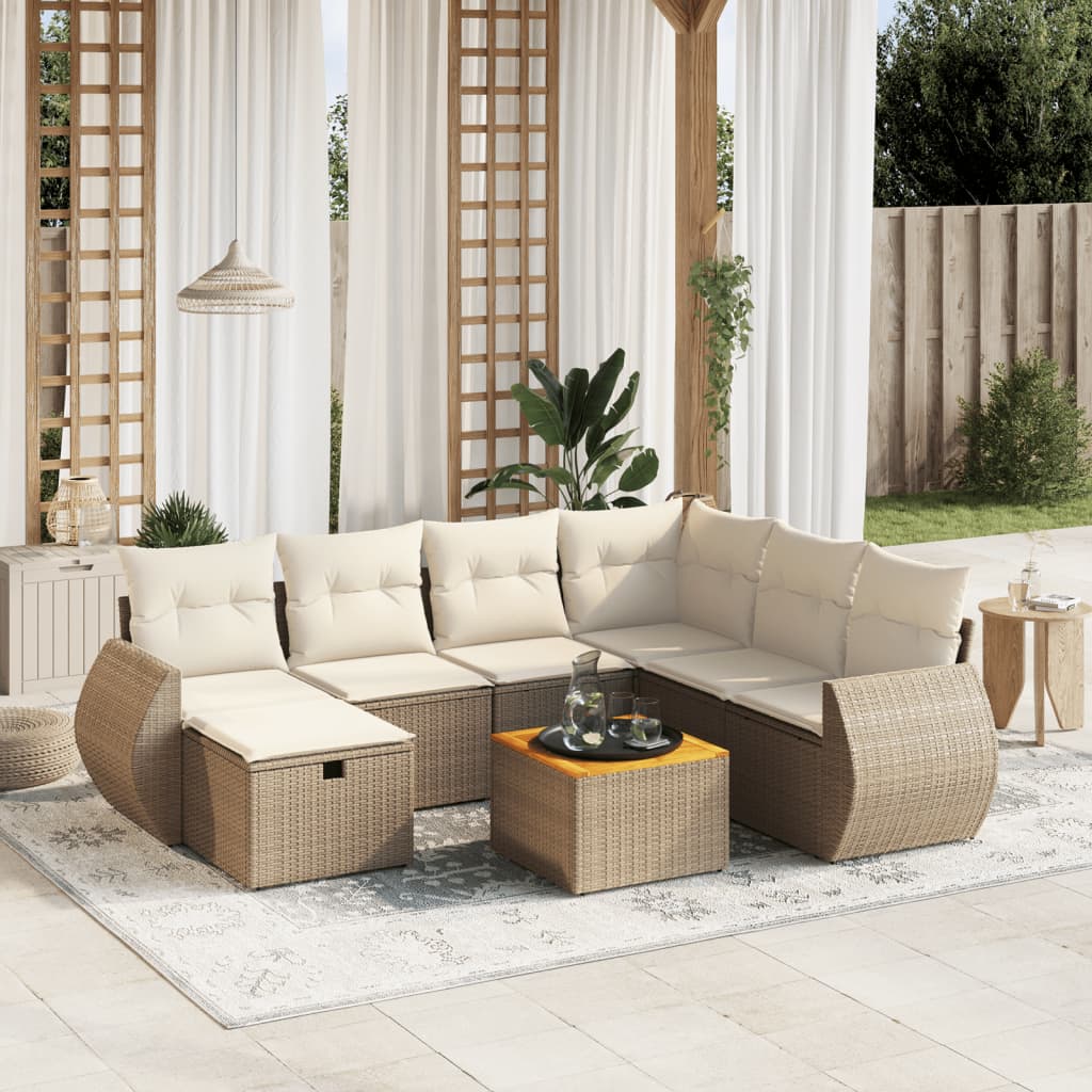 vidaXL 8-delige Loungeset met kussens poly rattan zwart