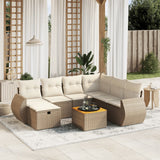 vidaXL 8-delige Loungeset met kussens poly rattan zwart