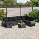 vidaXL 9-piece Poly Rattan Lounge Set with Cushions Black