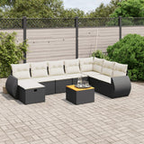 vidaXL 9-piece Poly Rattan Lounge Set with Cushions Black