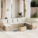 vidaXL 9-piece Poly Rattan Lounge Set with Cushions Black