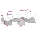 vidaXL 9-piece Poly Rattan Lounge Set with Cushions Black