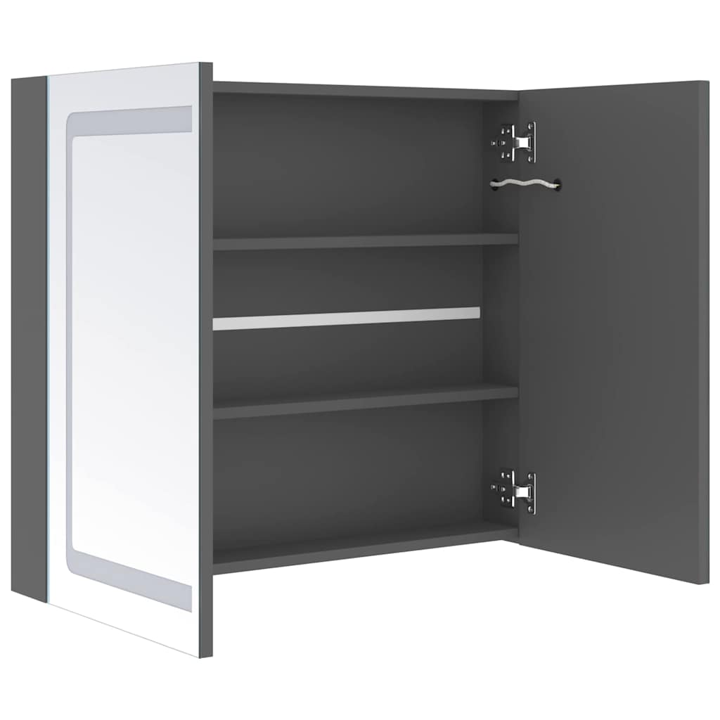 vidaXL Badkamerkast met spiegel en LED 80x12x68 cm betongrijs