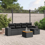 vidaXL 6-piece Lounge Set with cushions poly rattan black