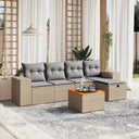 vidaXL 6-piece Lounge Set with cushions poly rattan black