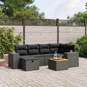 vidaXL 7-delige Loungeset met kussens poly rattan zwart