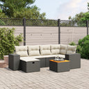 vidaXL 7-delige Loungeset met kussens poly rattan zwart