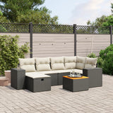 vidaXL 7-delige Loungeset met kussens poly rattan zwart