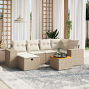 vidaXL 7-delige Loungeset met kussens poly rattan zwart
