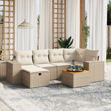 vidaXL 7-delige Loungeset met kussens poly rattan zwart