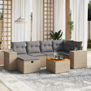 vidaXL 7-delige Loungeset met kussens poly rattan zwart