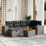 vidaXL 7-delige Loungeset met kussens poly rattan zwart