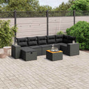 vidaXL 8-piece Lounge Set with Cushions Poly Rattan Black