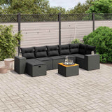 vidaXL 8-piece Lounge Set with Cushions Poly Rattan Black