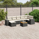vidaXL 8-piece Lounge Set with Cushions Poly Rattan Black