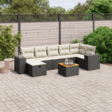 vidaXL 8-piece Lounge Set with Cushions Poly Rattan Black