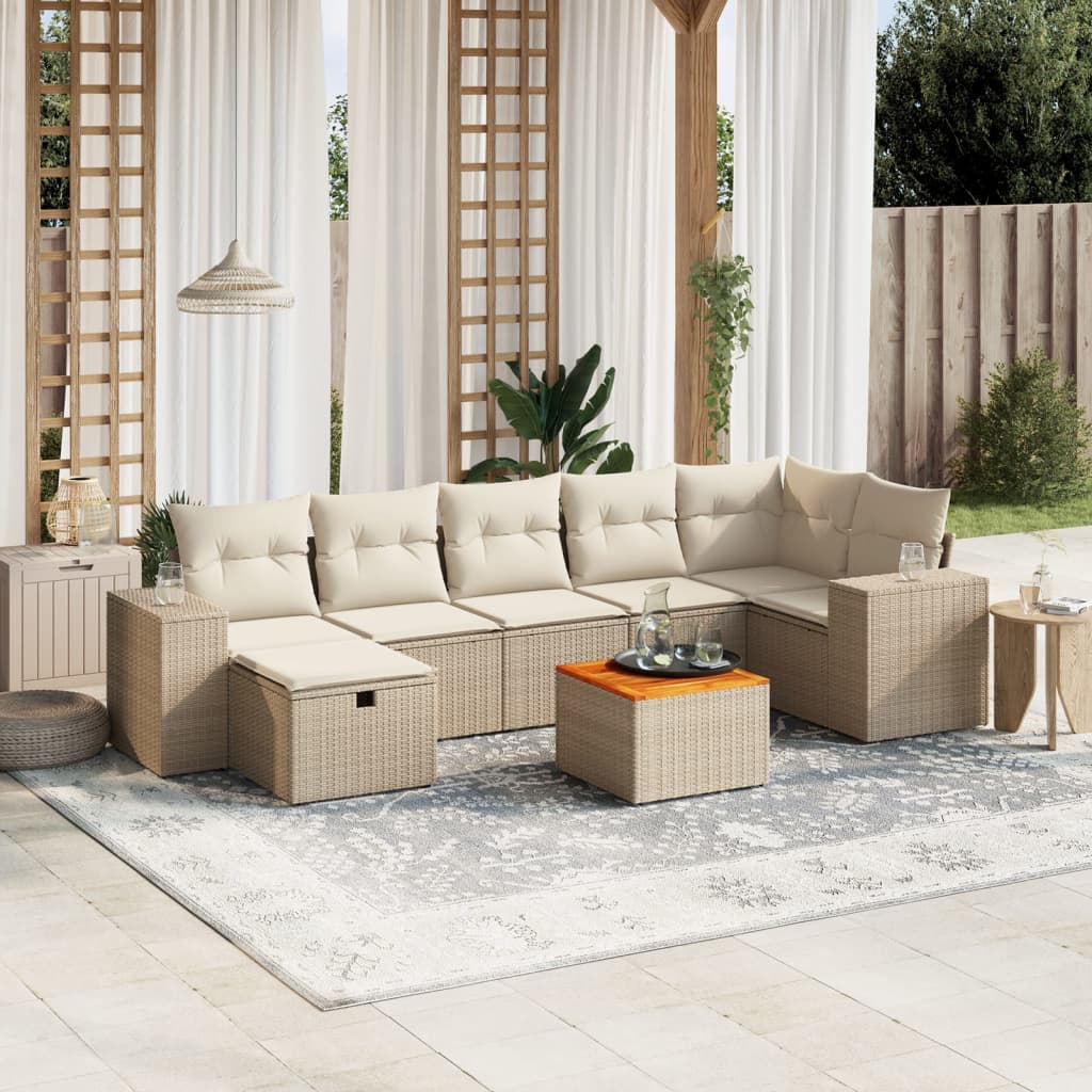vidaXL 8-piece Lounge Set with Cushions Poly Rattan Black