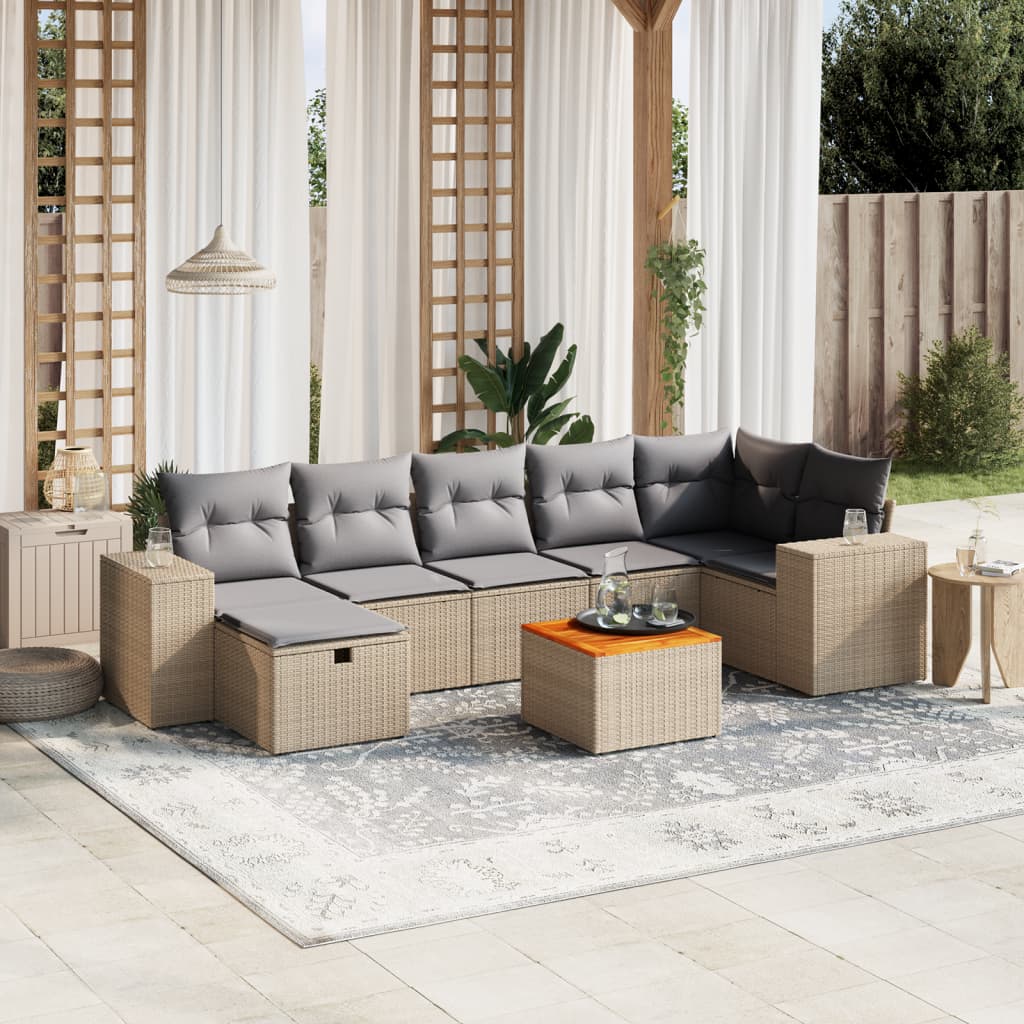 vidaXL 8-piece Lounge Set with Cushions Poly Rattan Black