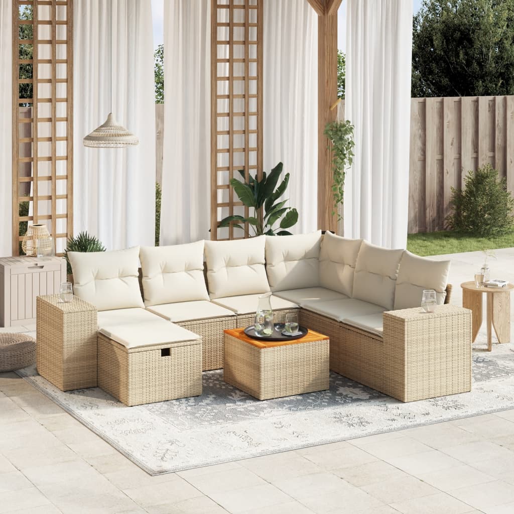vidaXL 8-piece Lounge Set with Cushions Poly Rattan Black