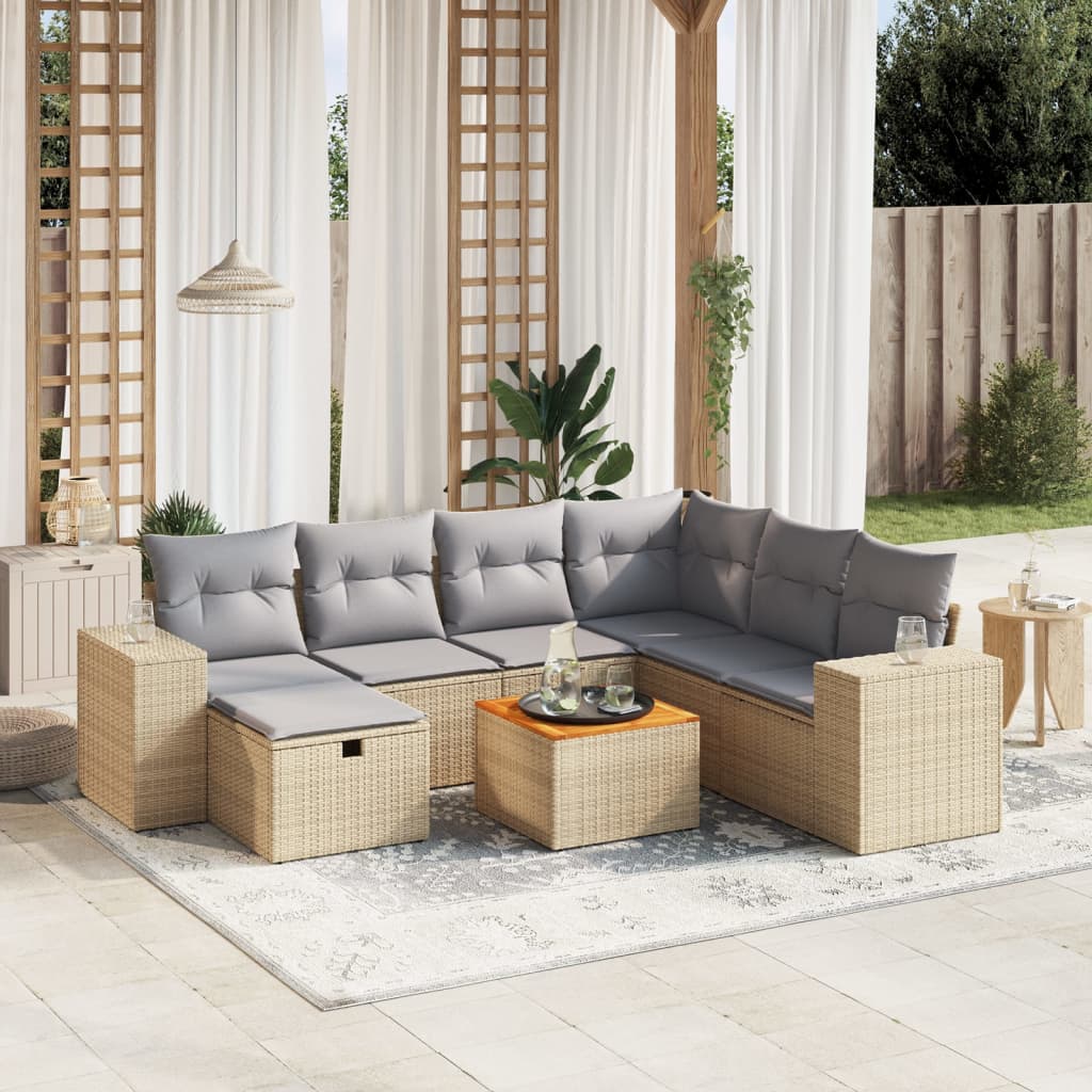 vidaXL 8-piece Lounge Set with Cushions Poly Rattan Black