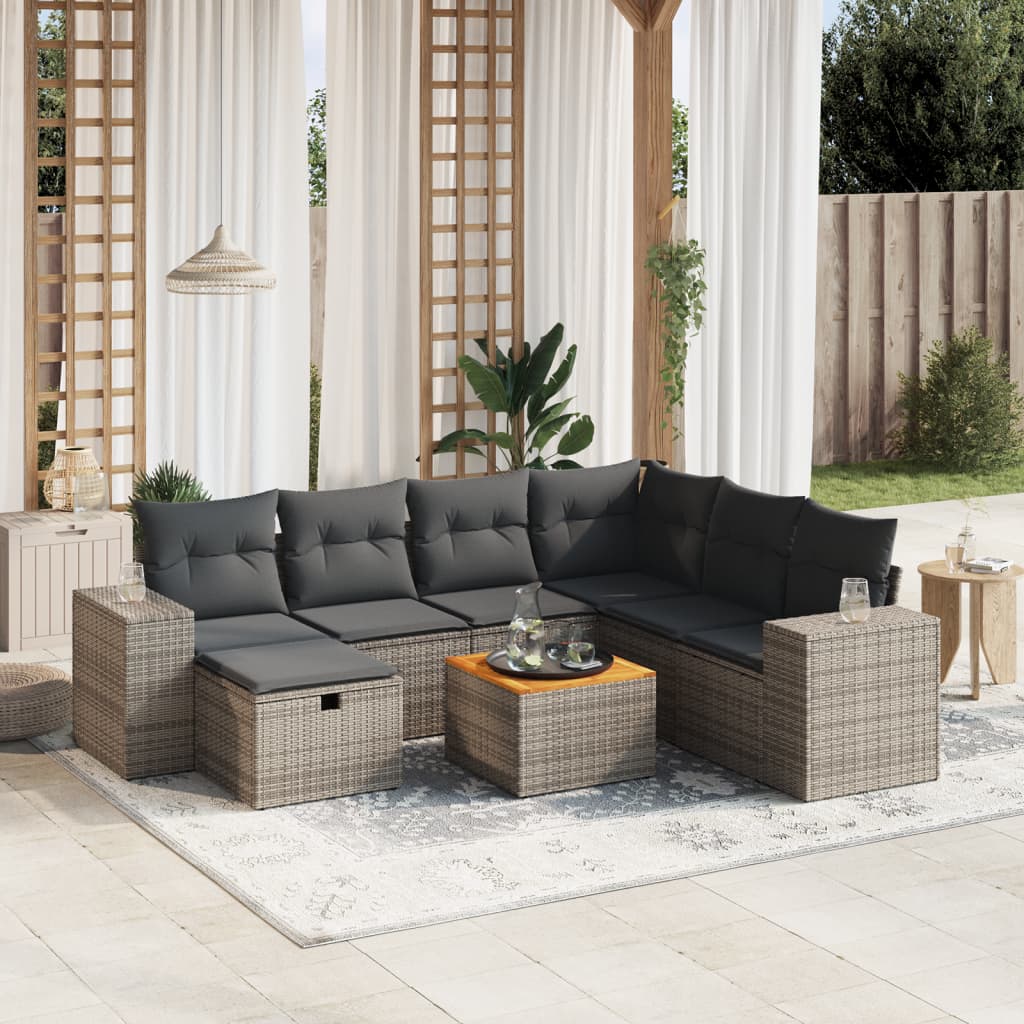 vidaXL 8-piece Lounge Set with Cushions Poly Rattan Black